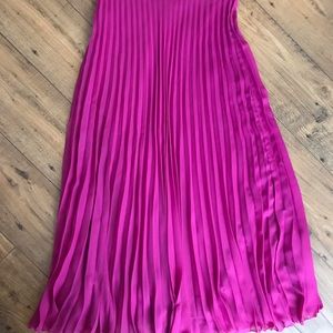 Hot Pink Fuchsia Pleated Maxi Skirt